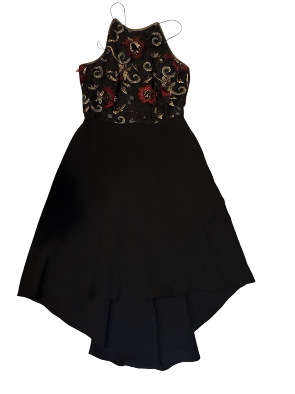 Aidan by Aidan Mattox Black High-Low Dress with Embroidered Bodice